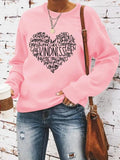 Women'WB shield Heart & Letter Print Crew Neck Sweatshirt, Fashion Casual Long Sleeve Pullover for Daily Wear, Ladies...