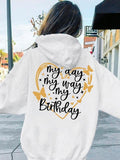 Women'WB shield Heart & Letter Print Drawstring Pocket Hoodie, Casual Drop Shoulder Long Sleeve Hooded Sweatshirt, Ladies...