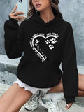 Women'WB shield Heart & Letter Print Drop Shoulder Hoodie, Fashion Casual Hooded Sweatshirt for Daily Holiday Outdoor...