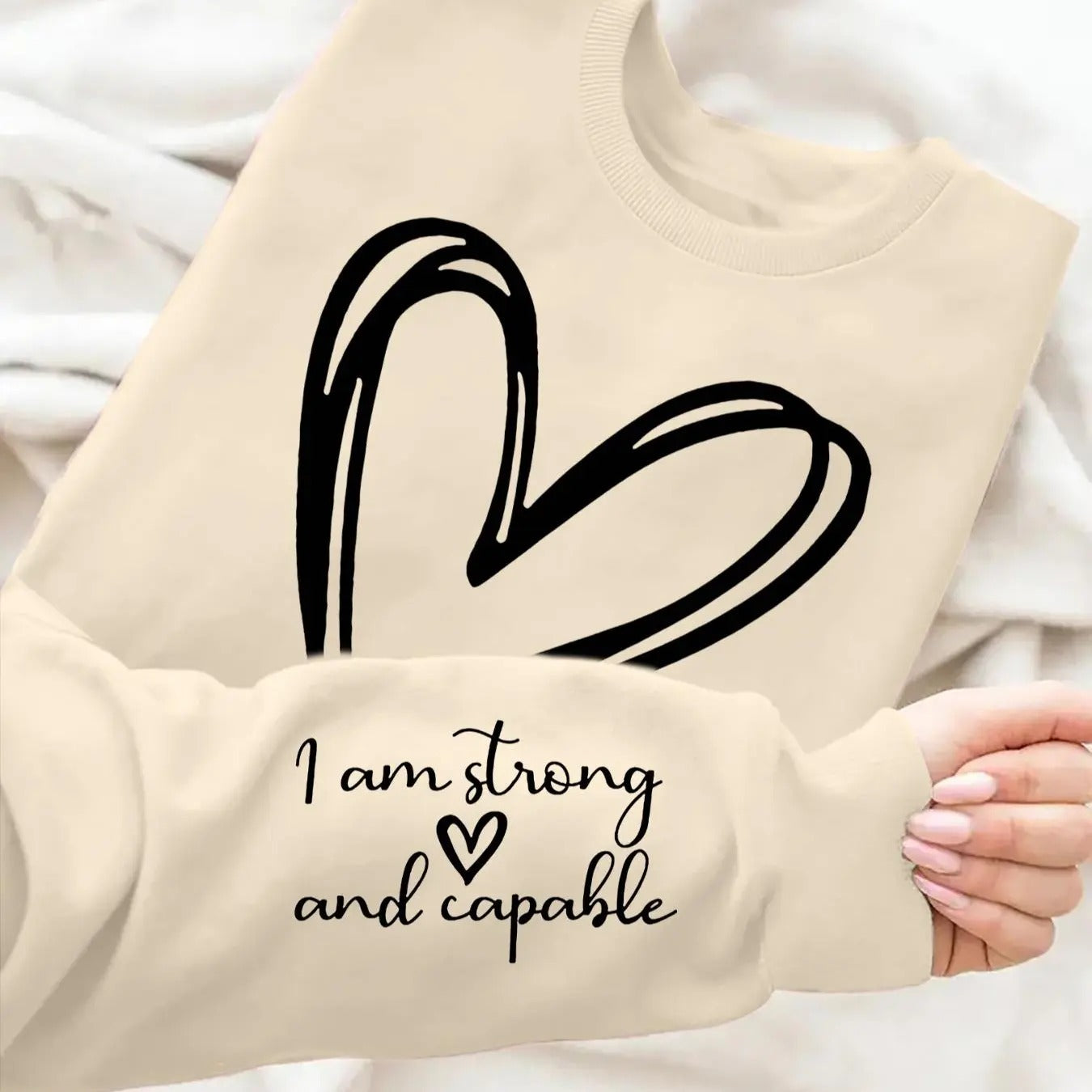 Women'WB shield Heart & Letter Print Drop Shoulder TNF Lined Sweatshirt, Casual Long Sleeve Round Neck Pullover for Daily...