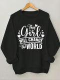 Women'WB shield Heart & Letter Print Drop Shoulder TNF Lined Sweatshirt, Casual Long Sleeve Round Neck Pullover for...