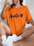 Women'WB shield Heart & Letter Print Drop Shoulder Tee, Casual Half Sleeve Round Neck T-shirt for Summer, Fashion...