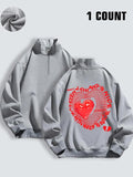 Women'WB shield Heart & Letter Print Half Zip Sweatshirt, Casual Long Sleeve Mock Neck Pullover for Fall & Winter,...