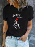 Women'WB shield Heart & Letter Print Round Neck Drop Shoulder Tee, Fashion Casual Crew Neck T-Shirt for Daily Holiday...