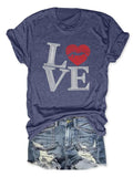 Women'WB shield Heart & Letter Print Round Neck Graphic Tee, Vintage Trendy Casual Short Sleeve T-shirt For Daily Wear,...
