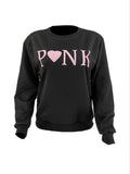 Women'WB shield Heart & Letter Print Round Neck Sweatshirt, Casual Long Sleeve Crew Neck Pullover for Fall & Winter,...