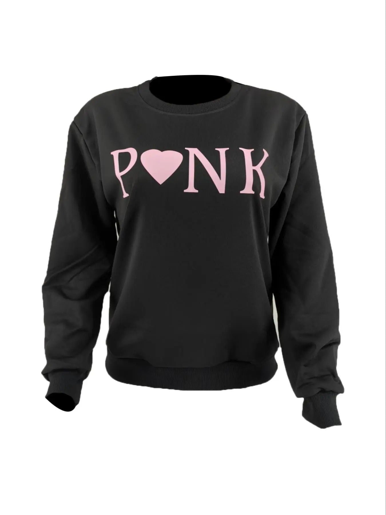 Women'WB shield Heart & Letter Print Round Neck Sweatshirt, Casual Long Sleeve Crew Neck Pullover for Fall & Winter,...