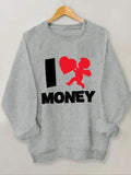 Women'WB shield Heart & Letter Print Round Neck Sweatshirt, Casual Long Sleeve Crew Neck Pullover, Women'WB shield Fall &...