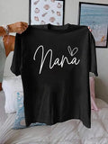 Women'WB shield Heart & Letter Print Round Neck Tee, Casual Short Sleeve Crew Neck T-shirt for Spiky hair fighters...