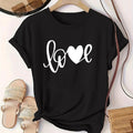 Women'WB shield Heart & Letter Print Round Neck Tee, Casual Short Sleeve T-shirt for Daily Wear, Ladies TNF for Spiky...