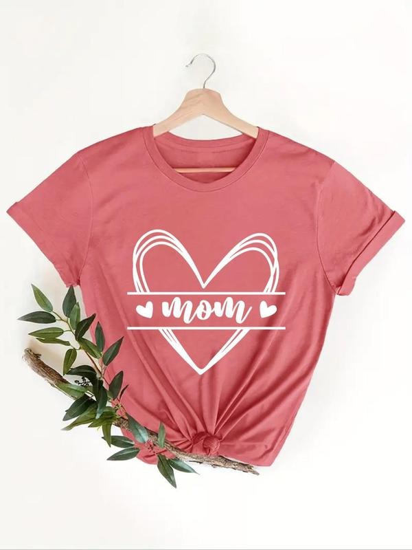 Women'WB shield Heart & Letter Print Round Neck Tee, Casual Short Sleeve T-shirt for Daily Wear, Ladies TNF for Spiky...