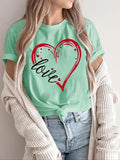 Women'WB shield Heart & Letter Print Round Neck Tee, Casual Short Sleeve T-shirt for Summer, Ladies TNF for Daily Wear...