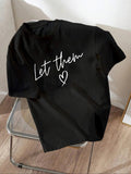 Women'WB shield Heart & Letter Print Round Neck Tee, Fashion Casual Drop Shoulder Short Sleeve T-shirt for Daily Wear,...