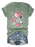 Women'WB shield Heart & Letter Print Round Neck Tee, Fashion Casual Short Sleeve T-shirt, Ladies Summer TNF for Daily...