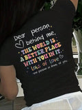 Women'WB shield Heart & Letter Print Round Neck Tee, Fashion Trendy Casual Graphic Short Sleeve T-Shirt for Daily Wear,...