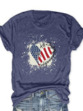 Women'WB shield Heart & Letter Print Round Neck Tee, Vintage Trendy Casual Short Sleeve T-shirt For Daily Wear, Ladies...