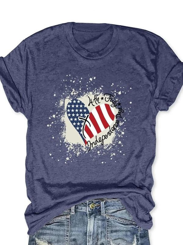 Women'WB shield Heart & Letter Print Round Neck Tee, Vintage Trendy Casual Short Sleeve T-shirt For Daily Wear, Ladies...