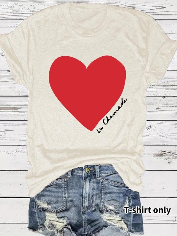Women'WB shield Heart & Letter Print Round Neck Tee, Vintage Trendy Casual Short Sleeve T-shirt for Daily Wear, Ladies...