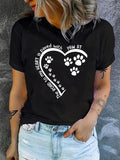 Women'WB shield Heart & Paw & Letter Print Round Neck Tee, Fashion Casual Short Sleeve T-shirt for Daily Wear, Ladies...