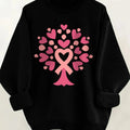 Women'WB shield Heart & Ribbon Print Round Neck Pullover, Casual Long Sleeve Crew Neck Sweatshirt for Fall & Winter,...