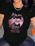 Women'WB shield Heart & Wing Print Round Neck Tee, Fashion Casual Letter Graphic Short Sleeve T-Shirt for Daily Holiday...