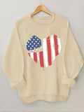 Women'WB shield Heart Print Crew Neck Sweatshirt, Casual Drop Shoulder Long Sleeve Pullover, Women'WB shield Fall &...