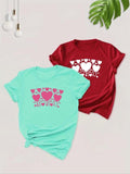 Women'WB shield Heart Print Crew Neck Tee, Stylish Round Neck Short Sleeve T-Shirt, Ladies Summer Outfit Hoodie, Sweatshirt
