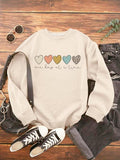Women'WB shield Heart Print Drop Shoulder Sweatshirt, Casual Long Sleeve Crew Neck Pullover for Fall & Winter, Women'WB...