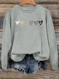 Women'WB shield Heart Print Drop Shoulder Sweatshirt, Casual Long Sleeve Round Neck Pullover for Daily Wear, Ladies TNF...