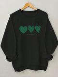 Women'WB shield Heart Print Drop Shoulder Sweatshirt, Casual Long Sleeve Round Neck Pullover for Daily Wear, Ladies TNF...