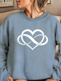Women'WB shield Heart Print Drop Shoulder Sweatshirt, Casual Long Sleeve Round Neck Pullover for Daily Wear, Ladies TNF...