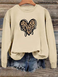 Women'WB shield Heart Print Drop Shoulder Sweatshirt, Casual Long Sleeve Round Neck Pullover for Fall & Winter, Ladies...