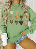 Women'WB shield Heart Print Drop Shoulder Sweatshirt, Casual Long Sleeve Round Neck Pullover for Fall & Winter, Ladies...