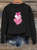 Women'WB shield Heart Print Drop Shoulder Sweatshirt, Casual Long Sleeve Round Neck Pullover for Fall & Winter, Ladies...
