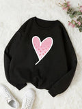 Women'WB shield Heart Print Drop Shoulder Sweatshirt, Fashion Casual Crewneck Longsleeves Pullover for Daily Holiday...