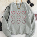 Women'WB shield Heart Print Drop Shoulder TNF Lined Sweatshirt, Casual Long Sleeve Round Neck Pullover for Daily Wear,...