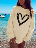 Women'WB shield Heart Print Drop Shoulder TNF Lined Sweatshirt, Casual Long Sleeve Round Neck Pullover for Fall & Winter,...