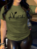 Women'WB shield Heart Print Round Neck Graphic Tee, Casual Short Sleeve Crew Neck T-Shirt for Summer, Fashion Women'WB...