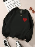 Women'WB shield Heart Print Round Neck Sweatshirt, Casual Long Sleeve Crew Neck Pullover for Daily Wear, Ladies TNF for...