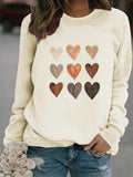 Women'WB shield Heart Print Round Neck Sweatshirt, Casual Long Sleeve Pullover, Ladies Fall & Winter TNF for Daily Wear...