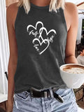 Women'WB shield Heart Print Round Neck Tank Top, Casual Sleeveless Crew Neck Top for Summer, Ladies TNF for Daily Wear,...