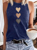 Women'WB shield Heart Print Round Neck Tank Top, Casual Sleeveless Top for Summer, Ladies TNF for Daily Wear style 02...
