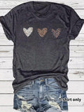 Women'WB shield Heart Print Round Neck Tee, Casual Fashion Short Sleeve T-shirt for Summer, Ladies TNF for Daily Wear,...