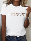 Women'WB shield Heart Print Round Neck Tee, Casual Short Sleeve Crew Neck T-Shirt for Spring & Summer, Fashion Women'WB...