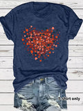 Women'WB shield Heart Print Round Neck Tee, Casual Short Sleeve Crew Neck T-Shirt for Summer, Fashion Women'WB shield Top...