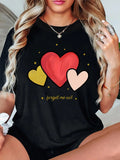 Women'WB shield Heart Print Round Neck Tee, Casual Short Sleeve Crew Neck T-shirt for Summer, Fashion Women'WB shield Top...