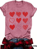 Women'WB shield Heart Print Round Neck Tee, Casual Short Sleeve Crew Neck T-shirt for Summer, Fashion Women'WB shield Top...