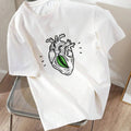 Women'WB shield Heart Print Round Neck Tee, Fashion Casual Crew Neck Short Sleeve T-Shirt for Daily Outdoor Wear, Women...