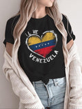 Women'WB shield Heart Print Round Neck Tee, Fashion Casual Crew Neck T-Shirt for Daily Holiday Vacation Outdoor Wear,...