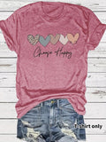 Women'WB shield Heart Print Round Neck Tee, Fashion Casual Crew Neck T-Shirt for Daily Holiday Vacation Outdoor Wear,...